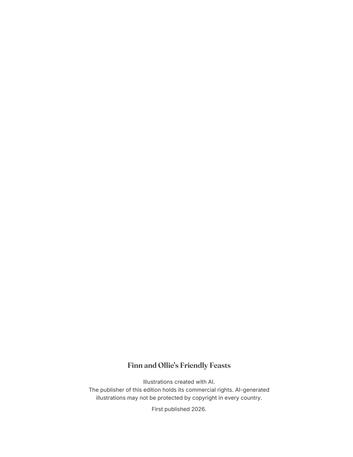The copyright page: the title, and that the illustrations were created with AI